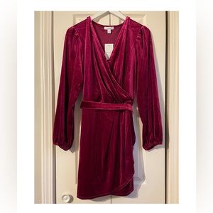 Nine West Burgundy Tassel Belted Dress